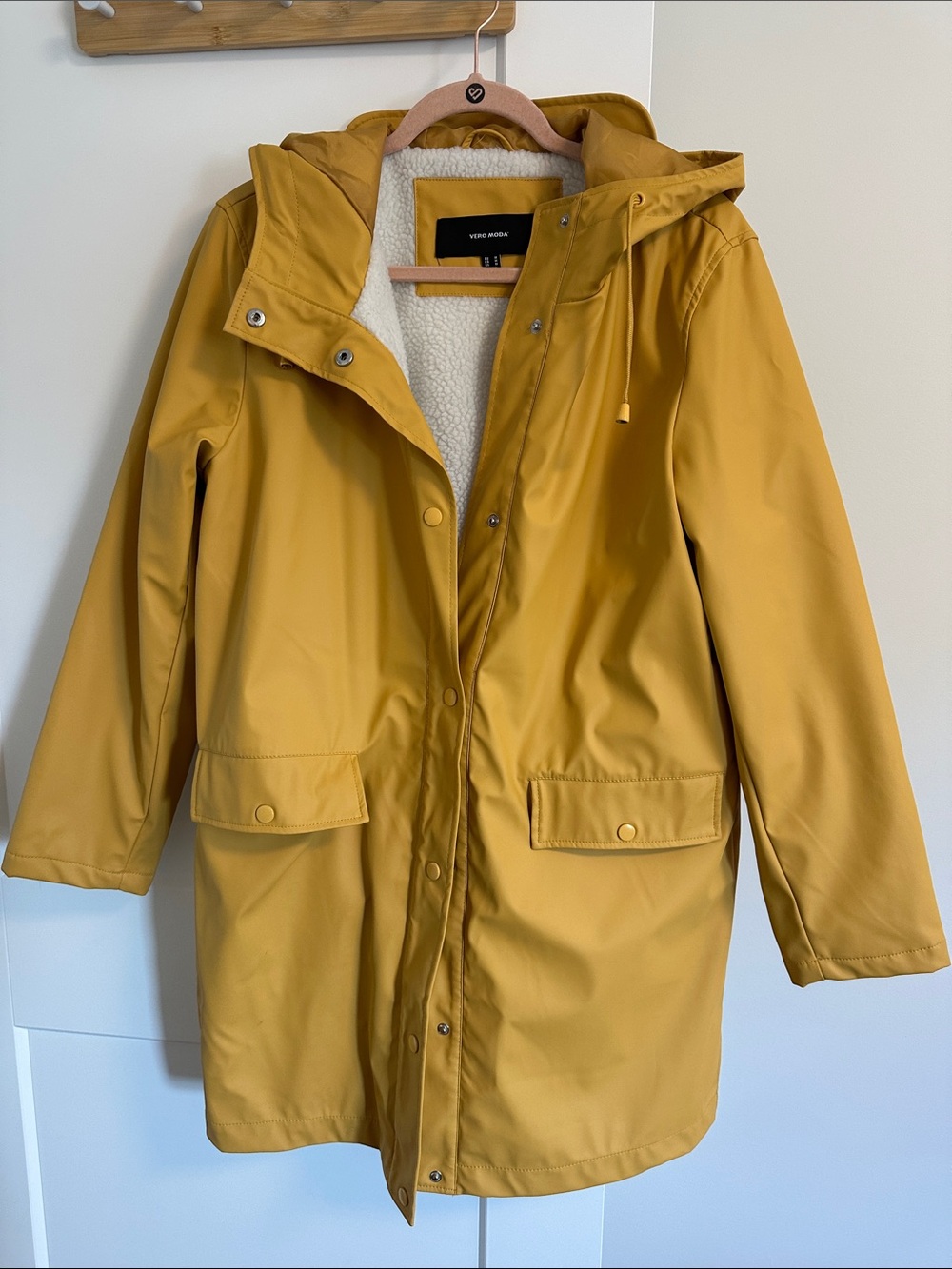 Vero Moda Mustard Yellow Hooded Parka with Sherpa Lining
